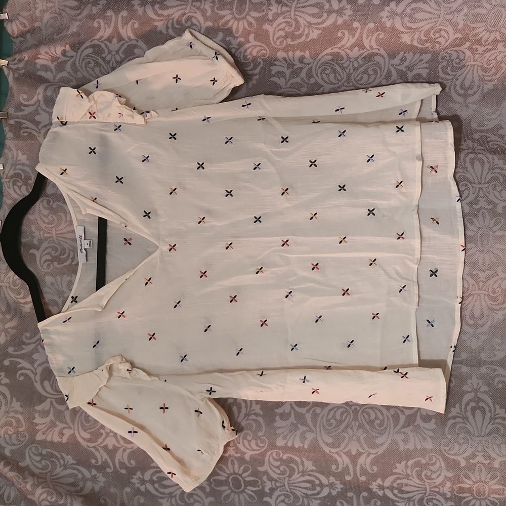 Madewell Embroided Gazebo Linen Top Size Medium, Like New